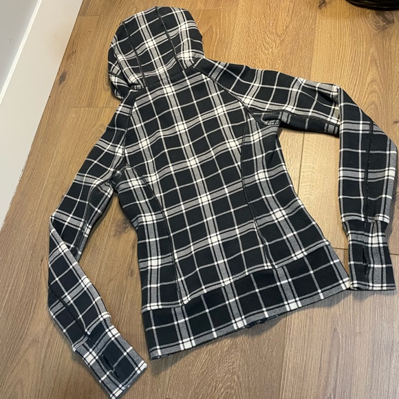 Lululemon Navy White Varsity Plaid Check Scuba II Hoodie Jacket Size 2 HTF - Picture 5 of 6